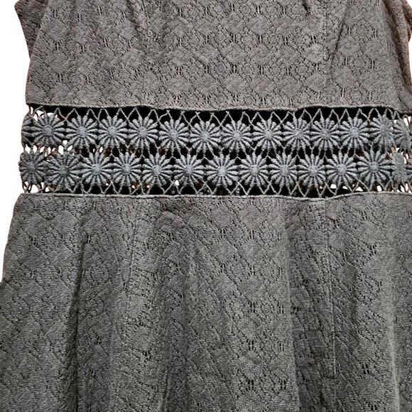 Free People Black  Sleeveless Eyelet Floral Skater Dress Size Small - Picture 5 of 13